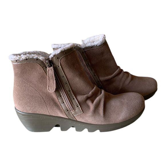 Skechers Sherpa Lined Ankle Boots SZ 11 Women's Mushroom Brown Studded Comfort - Picture 3 of 16